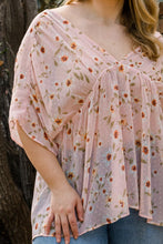 Load image into Gallery viewer, SALE! PLUS Floral Swiss Dot Chiffon Flowy Top
