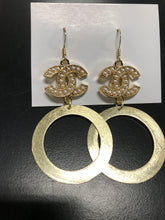 Load image into Gallery viewer, CC Pave Charm Earrings with Hoops
