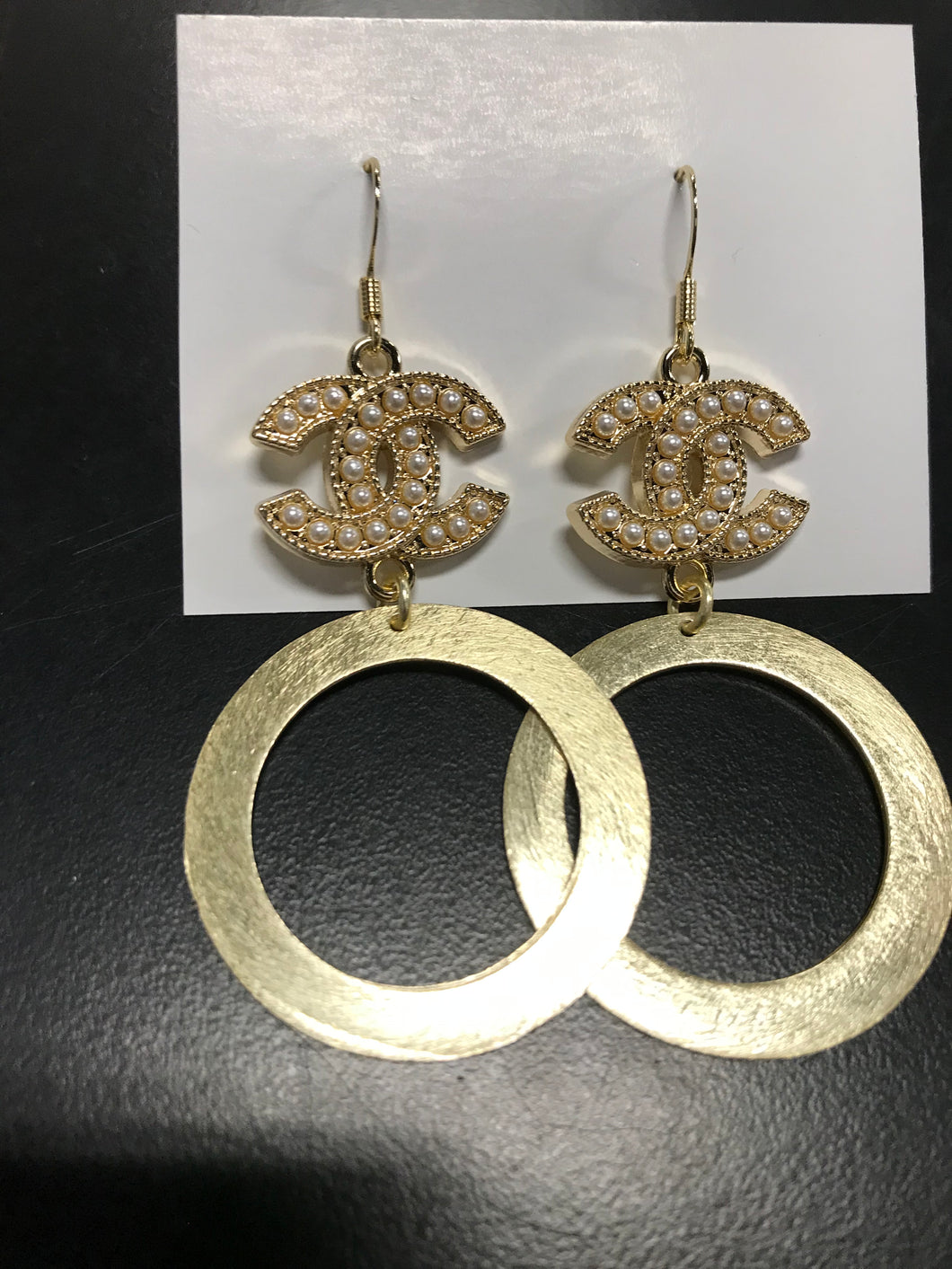 CC Pave Charm Earrings with Hoops