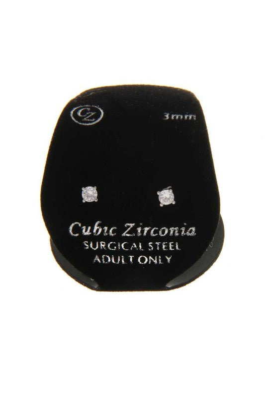 Cubic Zirconia Studs-3 mm