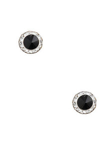 Round Crystal Post Earring Silver