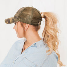 Load image into Gallery viewer, Camo Messy Bun Ponytail Hat
