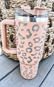 Leopard Stainless Tumbler with Handle