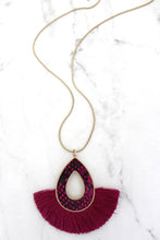 Load image into Gallery viewer, Snakeskin and Fringed Teardrop Necklace
