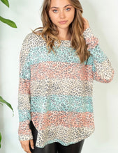 Load image into Gallery viewer, Color Block Leopard Long Sleeve Top
