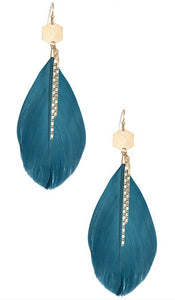 Chain Accent Feather Dangle Earring