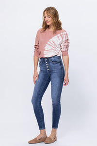 High Rise Fly Button Skinny Jean