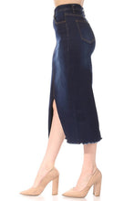 Load image into Gallery viewer, Calf Length Slit Denim Skirt
