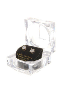Cubic Zirconia Stud Earrings-6 mm