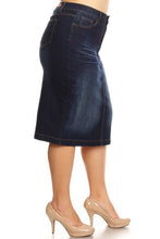 Load image into Gallery viewer, PLUS Calf Length Denim Skirt
