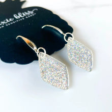 Load image into Gallery viewer, Silver Glitter Diamond Dangle Earrings
