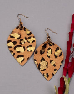Leather Leopard Earring