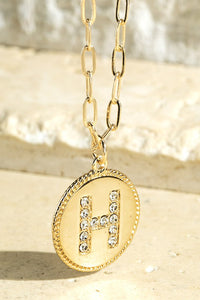 Brass Initial Crystal Necklace