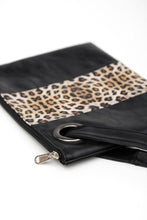 Load image into Gallery viewer, Color Block Black &amp; Leopard Clutch
